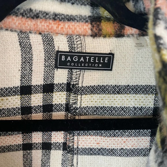 Bagatelle Checkered Teddy Jacket in Cream, Pink, and Black - Picture 6 of 8